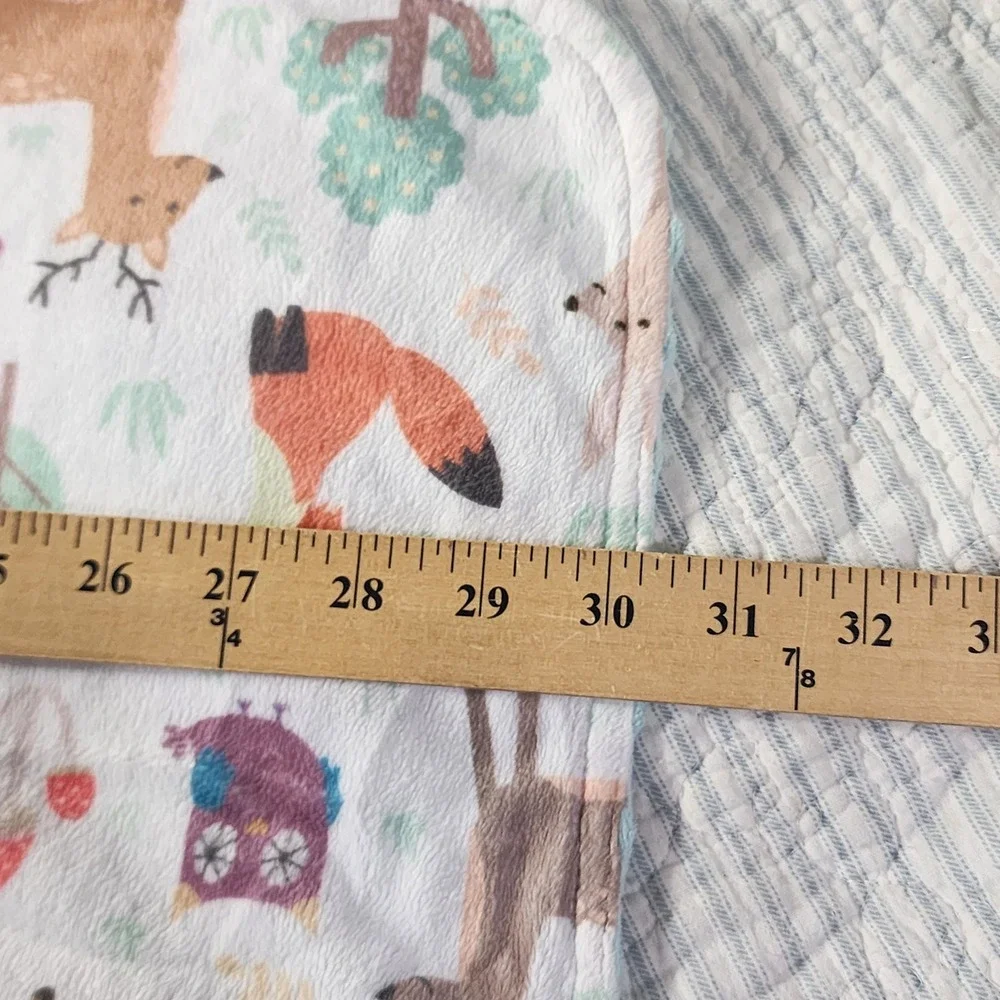Bundled Joy Baby Gifts Woodland Animal Minky Dot Blue Security Blanket 30x40
